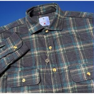 Tailorbyrd Shirt Mens‎ Large Blue Plaid Button Up  Sweatershirt Stretch NWOT